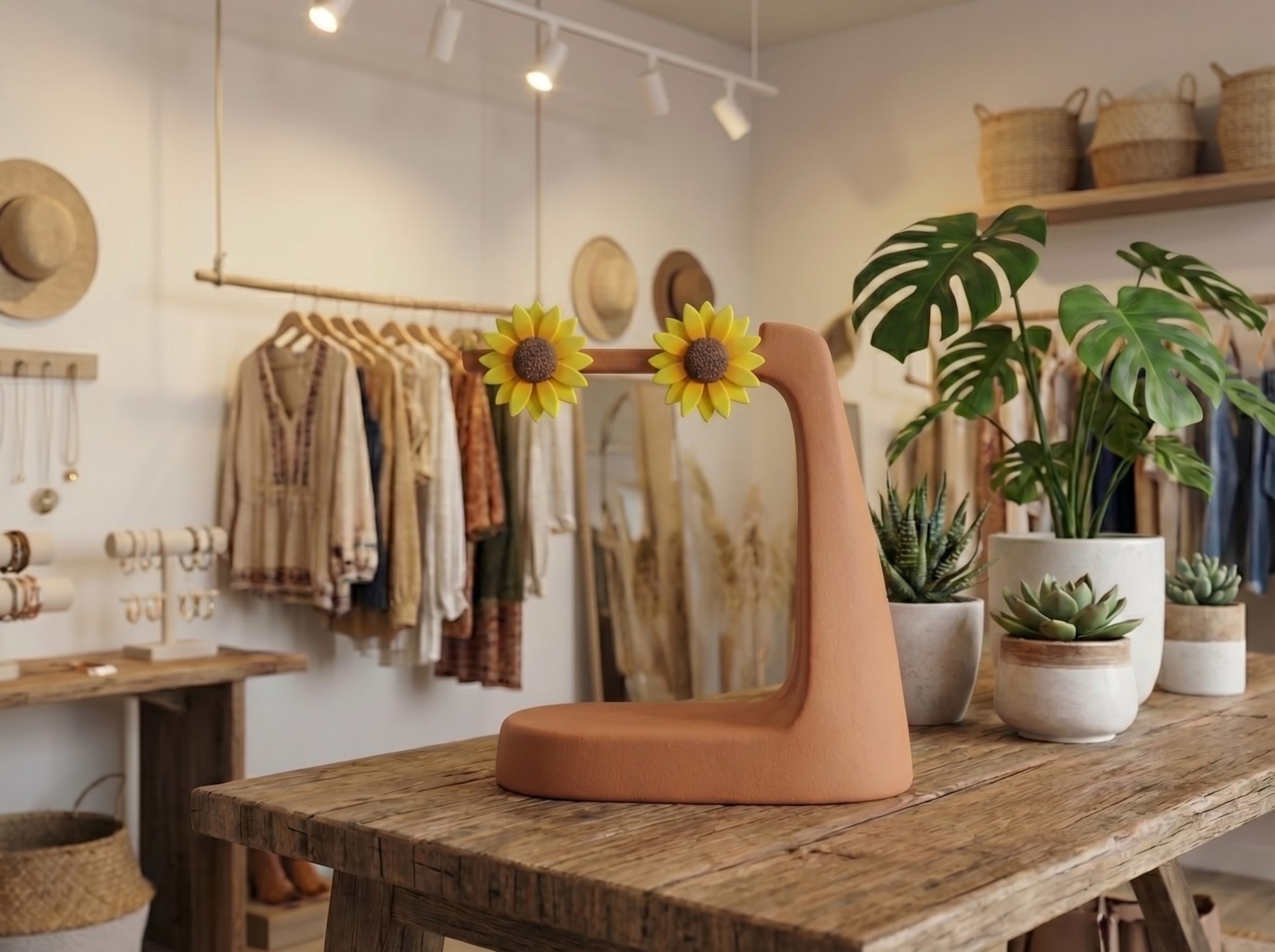 Pendientes Girasol 🌻 | Botón, aro y doble | Diseño 3D ligero y original - Imagen 3