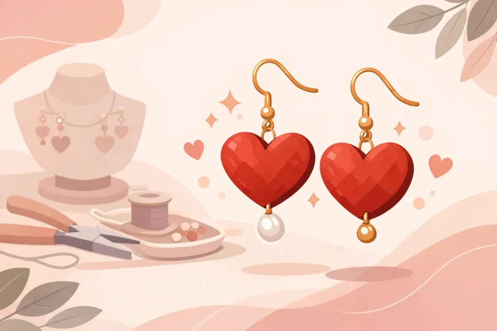 Pendientes corazón artesanales con estilo