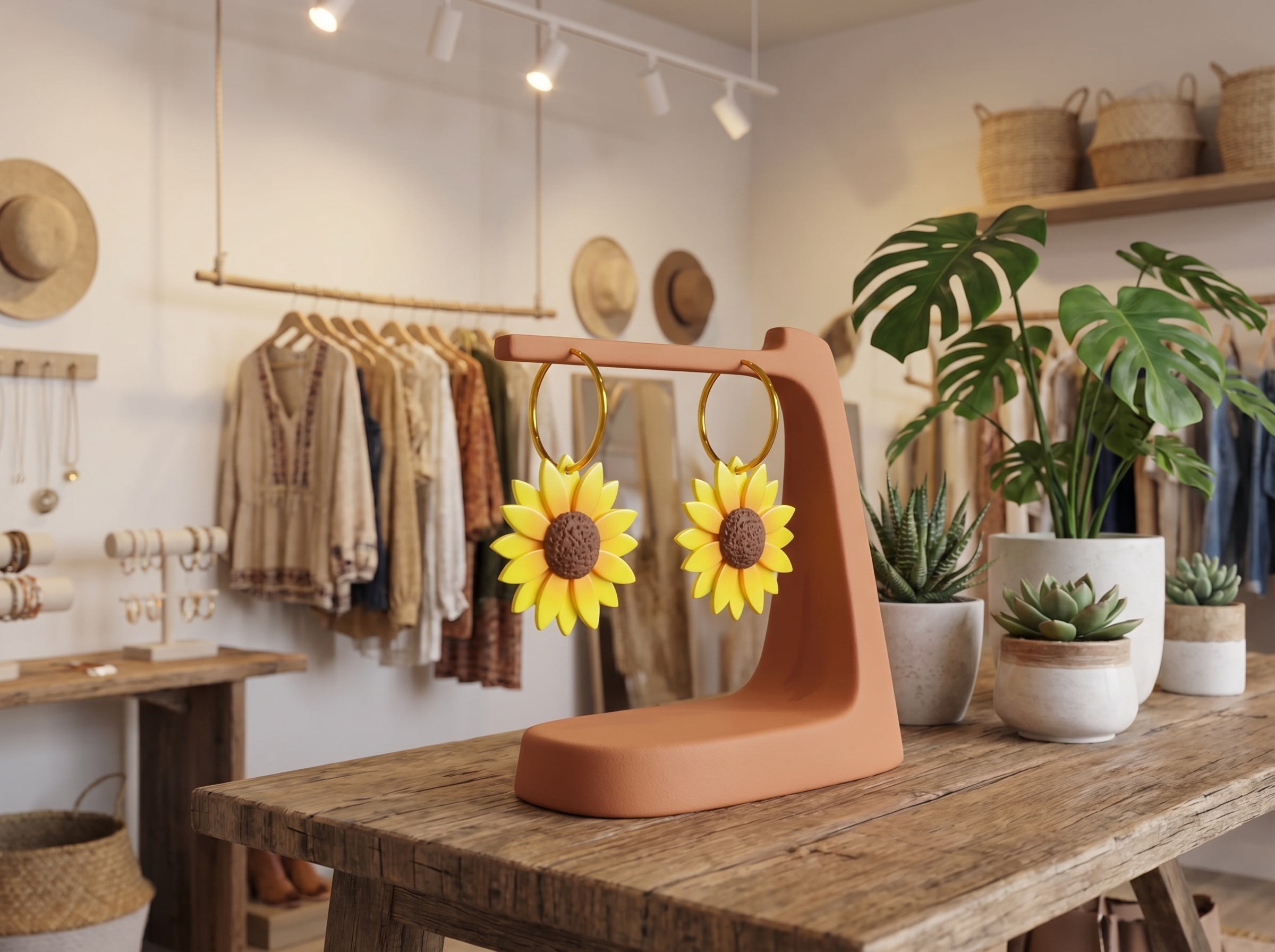 Pendientes Girasol 🌻 | Botón, aro y doble | Diseño 3D ligero y original - Imagen 6