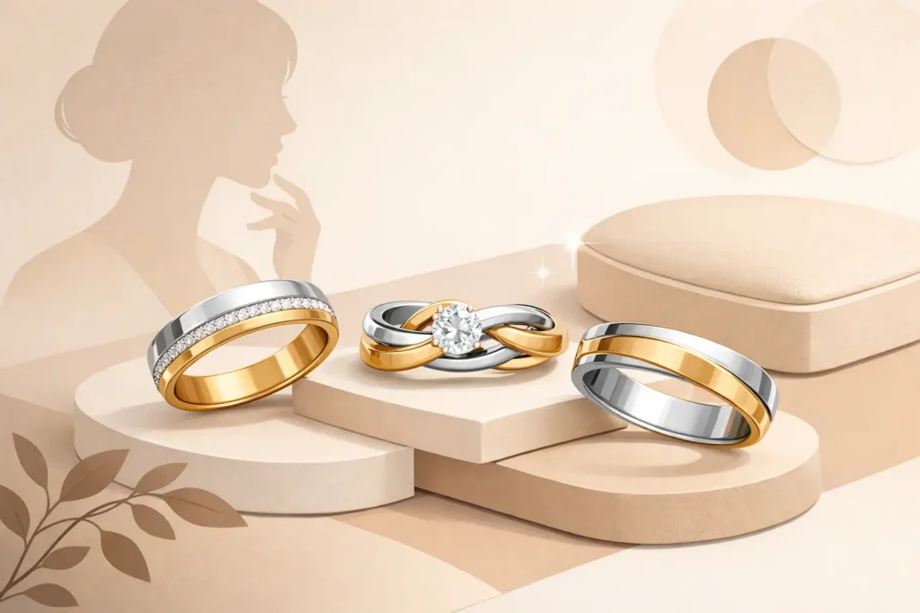 Cómo combinar anillos bicolor elegantes